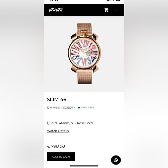 GaGà Milano 46mm Rose Gold SS Multi Colour Rare Model Unisex Quartz Watch - Picture 15 of 15